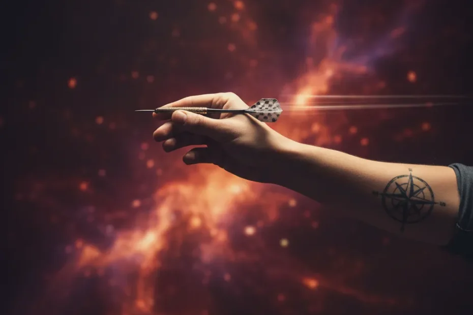 Paul Zwemmer holding a darts trophy at the Oranjebar, with Benito van de Pas shaking his hand