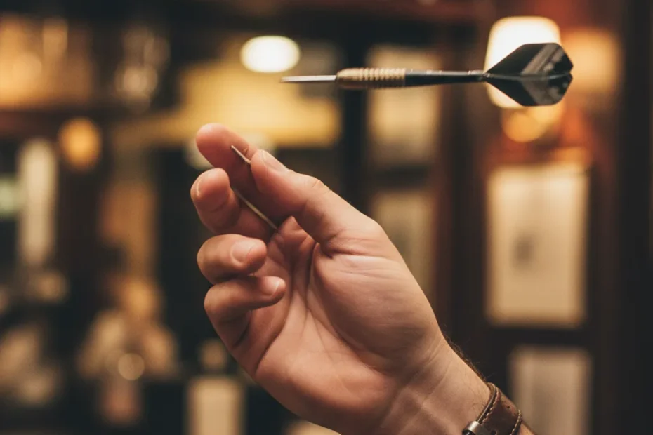 Darts players competing intently at the PDC Q School event
