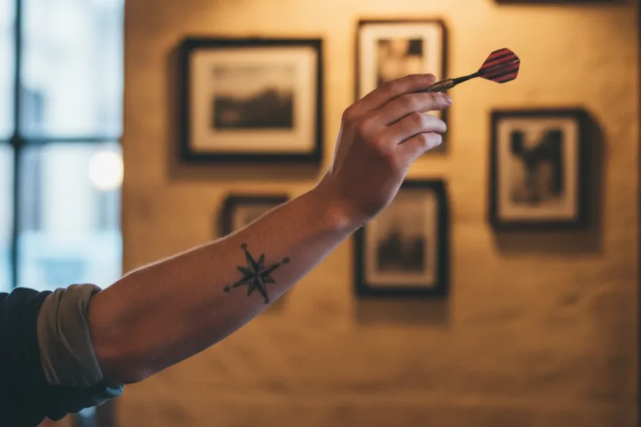 Gary Anderson playing darts with intense focus