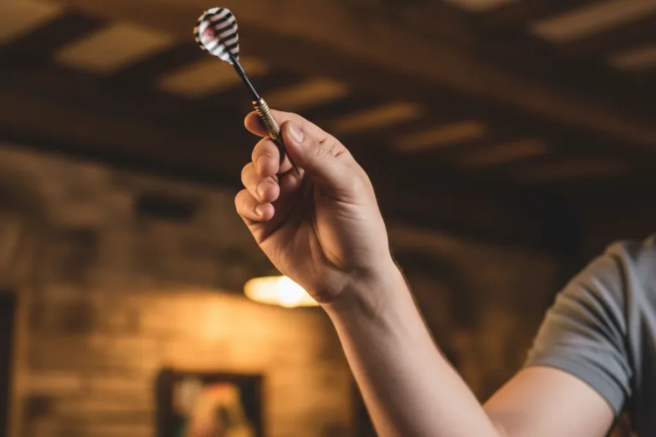 Luke Littler holding Target Darts with a determined expression