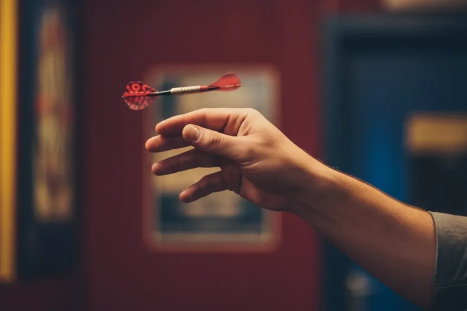Peter 'Snakebite' Wright looking determined on the darts stage