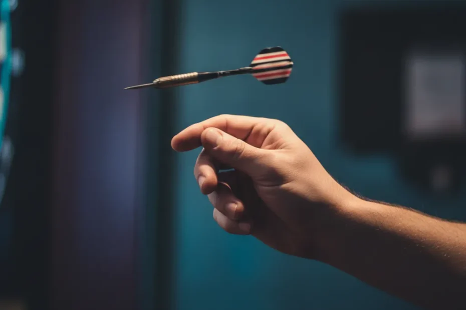 Darts player throwing a dart at a dartboard during the Bahrain Darts Masters 2026
