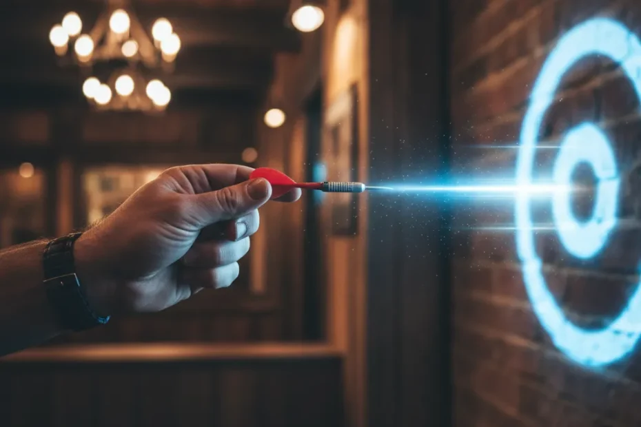 Jeffrey de Zwaan playing darts with focus